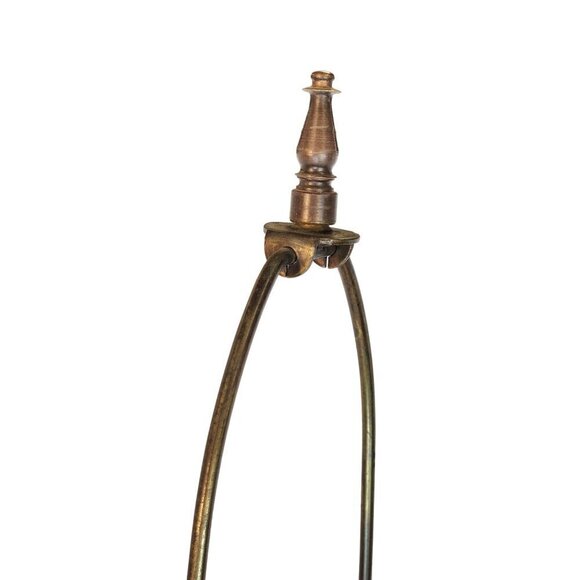 Vintage Tall Table Lamp With Brass Base Hand-Painted Floral Ceramic original fin - Picture 15 of 16